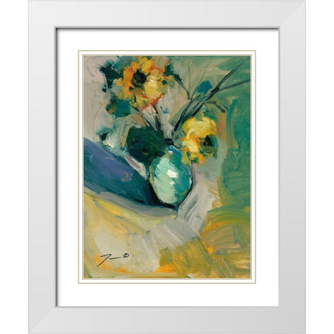 Sunflowers White Modern Wood Framed Art Print with Double Matting by Trujillo, Jose