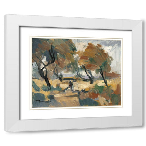 Early Walk   White Modern Wood Framed Art Print with Double Matting by Trujillo, Jose