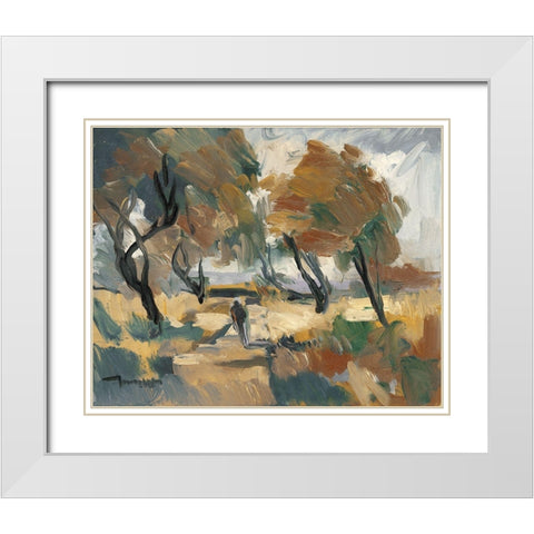 Early Walk   White Modern Wood Framed Art Print with Double Matting by Trujillo, Jose