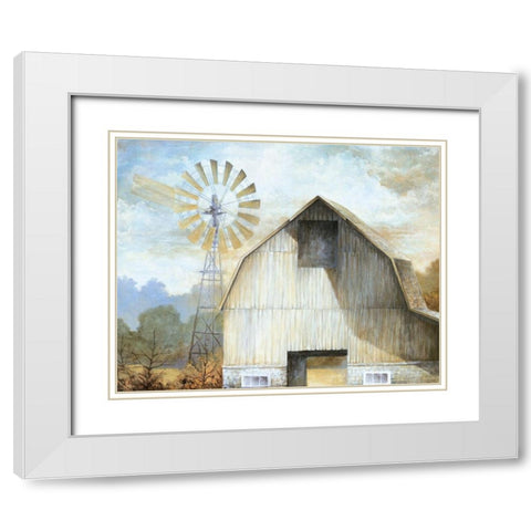 Barn Country White Modern Wood Framed Art Print with Double Matting by White Ladder