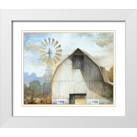 Barn Country White Modern Wood Framed Art Print with Double Matting by White Ladder
