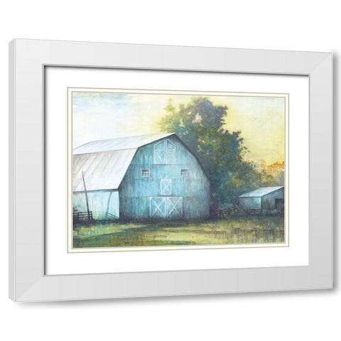 Rustic Blue Barn White Modern Wood Framed Art Print with Double Matting by White Ladder