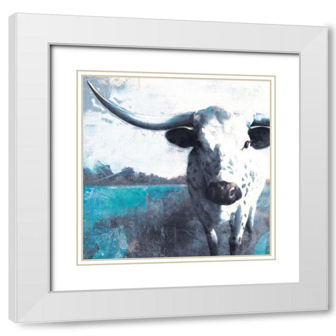 Cow Close Up White Modern Wood Framed Art Print with Double Matting by White Ladder