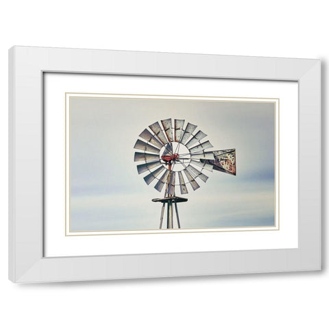 Windmill Close-Up White Modern Wood Framed Art Print with Double Matting by White Ladder