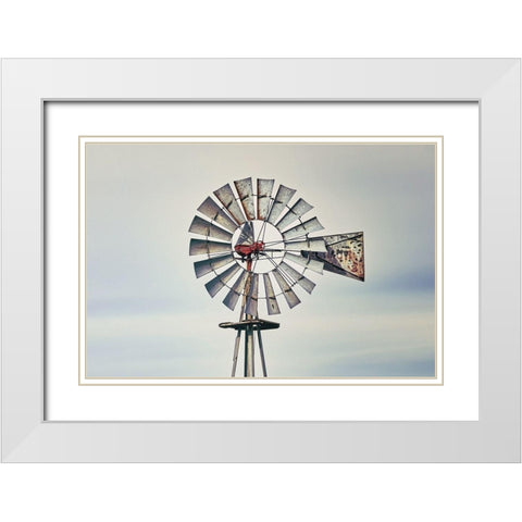 Windmill Close-Up White Modern Wood Framed Art Print with Double Matting by White Ladder