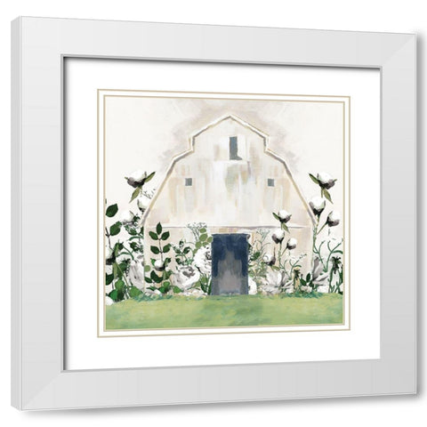 White Floral Barn White Modern Wood Framed Art Print with Double Matting by White Ladder