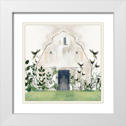 White Floral Barn White Modern Wood Framed Art Print with Double Matting by White Ladder
