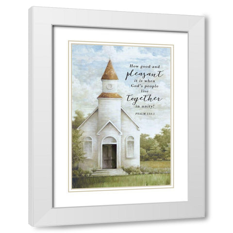 Live Together in Unity White Modern Wood Framed Art Print with Double Matting by White Ladder
