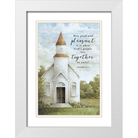 Live Together in Unity White Modern Wood Framed Art Print with Double Matting by White Ladder