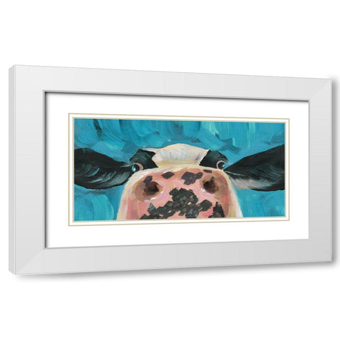Curious Cow White Modern Wood Framed Art Print with Double Matting by White Ladder