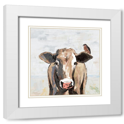 Quick Stop in the Pasture White Modern Wood Framed Art Print with Double Matting by White Ladder