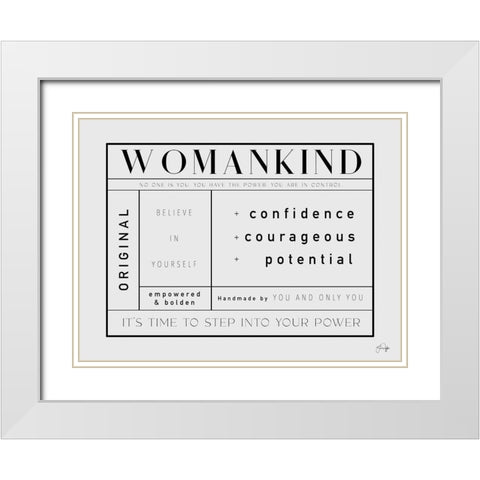 Womankind White Modern Wood Framed Art Print with Double Matting by Yass Naffas Designs