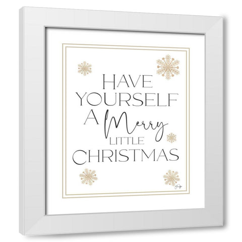 Merry Little Christmas White Modern Wood Framed Art Print with Double Matting by Yass Naffas Designs