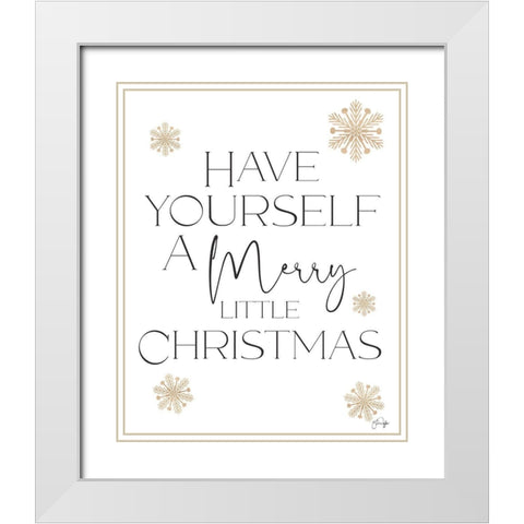 Merry Little Christmas White Modern Wood Framed Art Print with Double Matting by Yass Naffas Designs