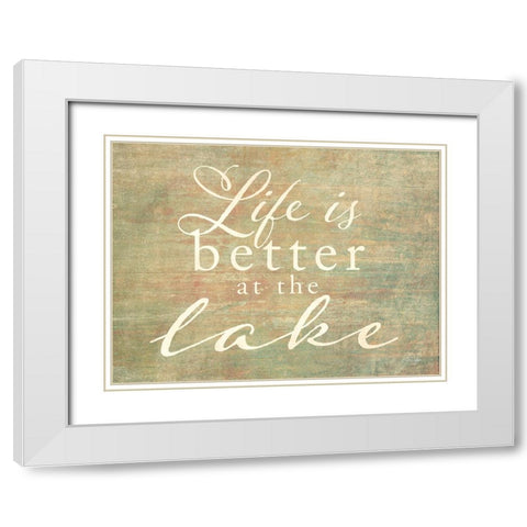 Life is Better at the Lake White Modern Wood Framed Art Print with Double Matting by Yass Naffas Designs