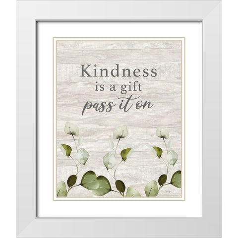 Kindness Gift White Modern Wood Framed Art Print with Double Matting by Yass Naffas Designs