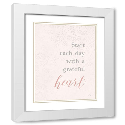 Grateful Heart White Modern Wood Framed Art Print with Double Matting by Yass Naffas Designs