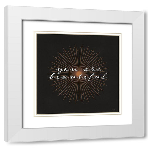 You Are Beautiful White Modern Wood Framed Art Print with Double Matting by Yass Naffas Designs