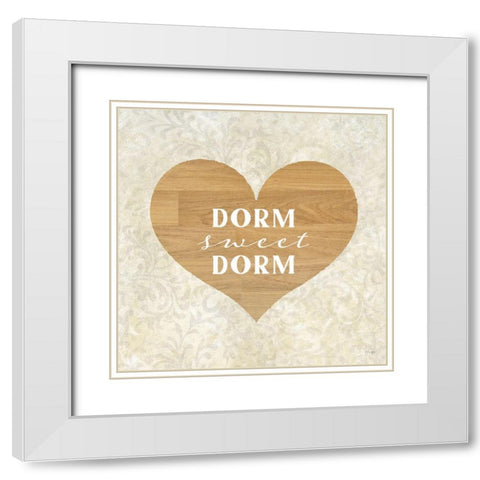 Dorm Sweet Dorm White Modern Wood Framed Art Print with Double Matting by Yass Naffas Designs