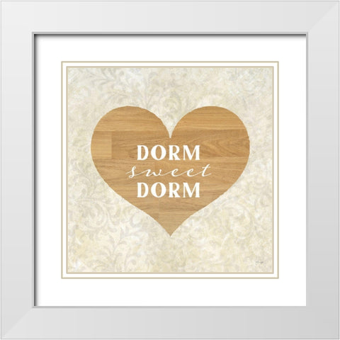 Dorm Sweet Dorm White Modern Wood Framed Art Print with Double Matting by Yass Naffas Designs