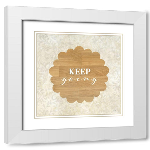 Keep Going White Modern Wood Framed Art Print with Double Matting by Yass Naffas Designs
