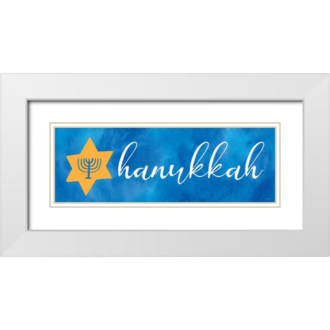 Hanukkah Banner White Modern Wood Framed Art Print with Double Matting by Yass Naffas Designs