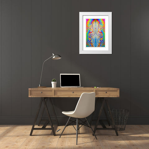 Abstract pattern of refracted light in soap bubble White Modern Wood Framed Art Print with Double Matting by Jones, Adam