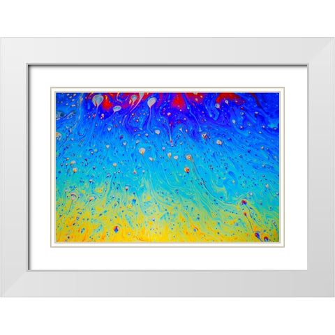 Abstract pattern of refracted light in soap bubble White Modern Wood Framed Art Print with Double Matting by Jones, Adam
