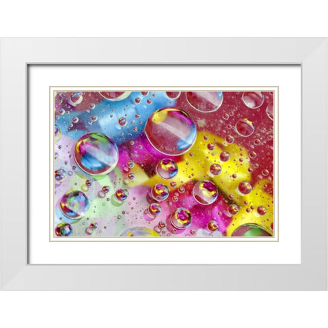 Abstract of bubbles of color White Modern Wood Framed Art Print with Double Matting by Rotenberg, Nancy