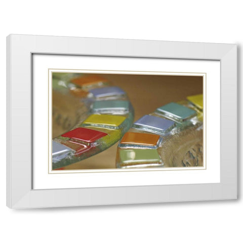 USA Colorful hand-made dish made of fused glass White Modern Wood Framed Art Print with Double Matting by Terrill, Steve