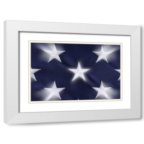 Abstract of blurred stars on the American flag White Modern Wood Framed Art Print with Double Matting by Flaherty, Dennis