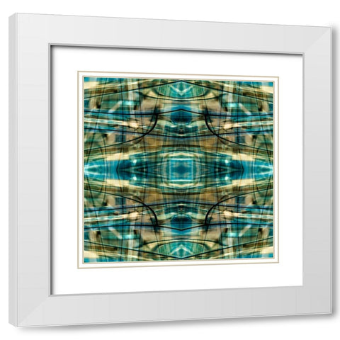 Turquoise-black and bronze metallic abstract White Modern Wood Framed Art Print with Double Matting by Jaynes Gallery