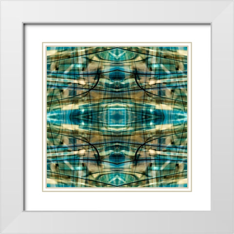 Turquoise-black and bronze metallic abstract White Modern Wood Framed Art Print with Double Matting by Jaynes Gallery