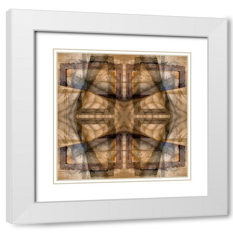 Earth tone quilt-like abstract White Modern Wood Framed Art Print with Double Matting by Jaynes Gallery