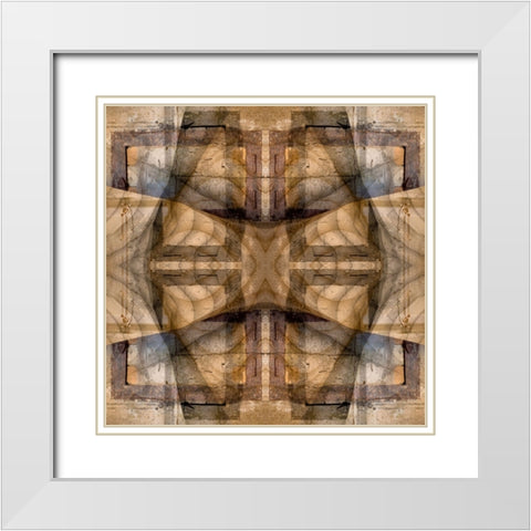 Earth tone quilt-like abstract White Modern Wood Framed Art Print with Double Matting by Jaynes Gallery