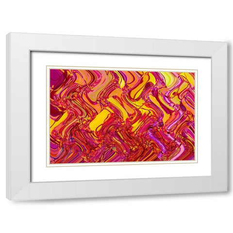 Red and Yellow Abstract White Modern Wood Framed Art Print with Double Matting by Engelbrecht, Lisa S.