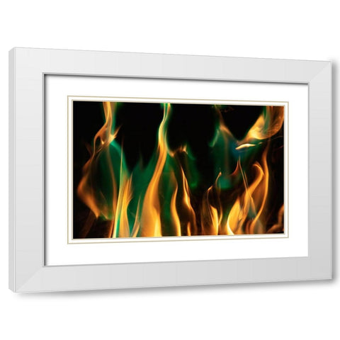Colorful flames White Modern Wood Framed Art Print with Double Matting by Herbig, David