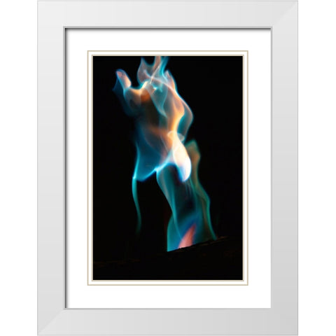 Colorful flames White Modern Wood Framed Art Print with Double Matting by Herbig, David