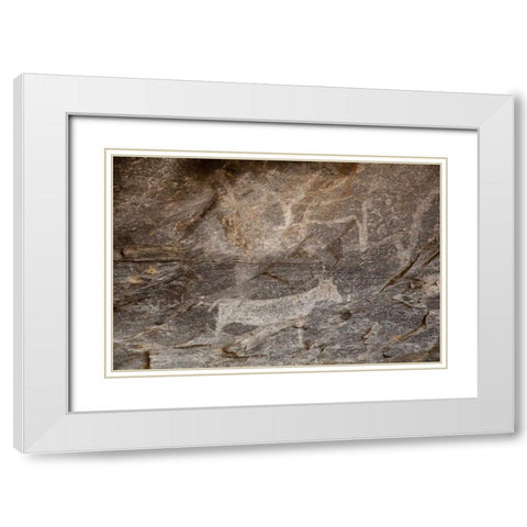 Africa, Botswana, Tsodilo Hills Bushman rock art White Modern Wood Framed Art Print with Double Matting by Kaveney, Wendy