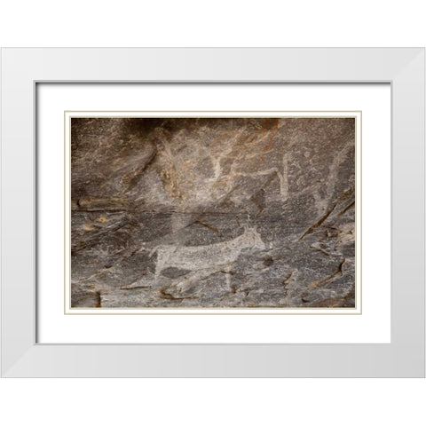 Africa, Botswana, Tsodilo Hills Bushman rock art White Modern Wood Framed Art Print with Double Matting by Kaveney, Wendy