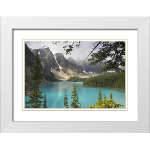 Canada, Alberta, Banff NP View of Moraine Lake White Modern Wood Framed Art Print with Double Matting by Paulson, Don
