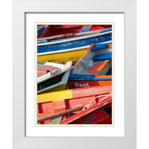 Harbor with traditional colorful fishing boats Town Ponta do Sol-Island Santo Antao-Cape Verde White Modern Wood Framed Art Print with Double Matting by Zwick, Martin