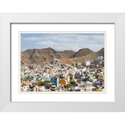 City view City Mindelo-a seaport on the island Sao Vicente-Cape Verde Africa White Modern Wood Framed Art Print with Double Matting by Zwick, Martin