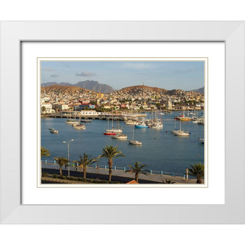 City Mindelo-a seaport on the island Sao Vicente-Cape Verde Africa White Modern Wood Framed Art Print with Double Matting by Zwick, Martin