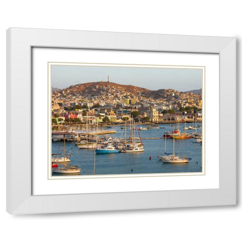 City Mindelo-a seaport on the island Sao Vicente-Cape Verde Africa White Modern Wood Framed Art Print with Double Matting by Zwick, Martin