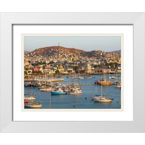 City Mindelo-a seaport on the island Sao Vicente-Cape Verde Africa White Modern Wood Framed Art Print with Double Matting by Zwick, Martin
