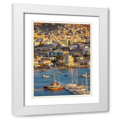 City Mindelo-a seaport on the island Sao Vicente-Cape Verde Africa White Modern Wood Framed Art Print with Double Matting by Zwick, Martin