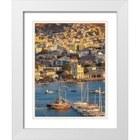 City Mindelo-a seaport on the island Sao Vicente-Cape Verde Africa White Modern Wood Framed Art Print with Double Matting by Zwick, Martin
