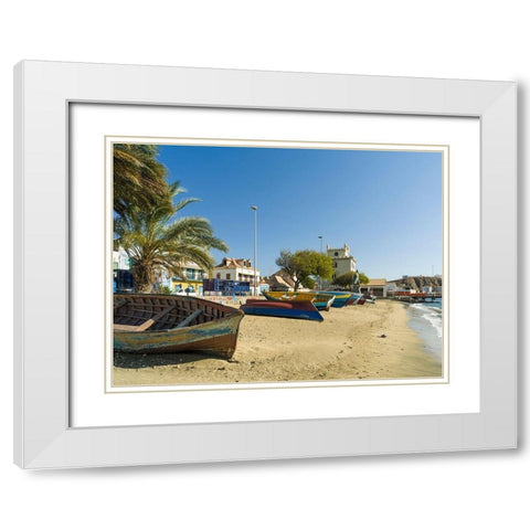 View of Marina and Porto Grande City Mindelo-a seaport on the island Sao Vicente-Cape Verde Africa White Modern Wood Framed Art Print with Double Matting by Zwick, Martin