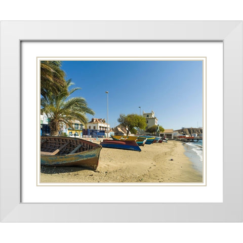 View of Marina and Porto Grande City Mindelo-a seaport on the island Sao Vicente-Cape Verde Africa White Modern Wood Framed Art Print with Double Matting by Zwick, Martin